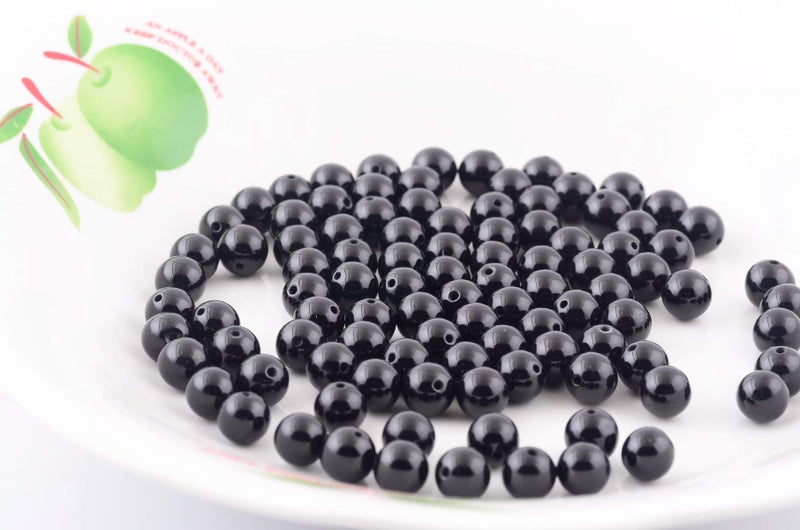 Cmidy Natural Stone Beads 100pcs 8mm Black Obsidian Round Genuine Real Stone Beading Loose Gemstone Hole Size 1mm DIY Charm Smooth Beads for Bracelet Necklae Earrings Jewelry Making (Black Obsidian, 68mm) - Image 3